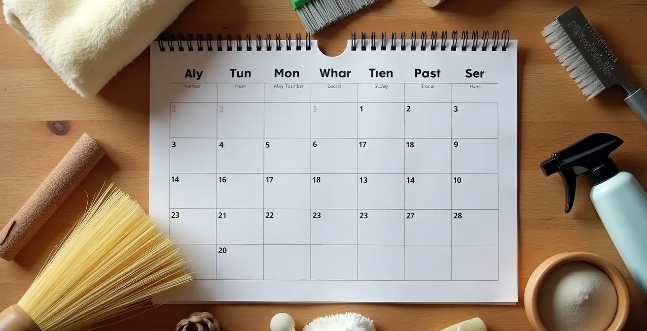 Calendrier d'entretien avec équipements pour parquet huilé et vitrifié